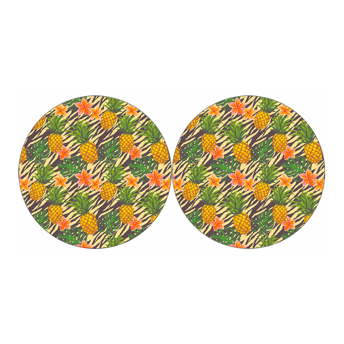 Vintage Zebra Pineapple Pattern Print Car Coasters