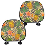 Vintage Zebra Pineapple Pattern Print Car Headrest Covers