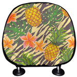 Vintage Zebra Pineapple Pattern Print Car Headrest Covers