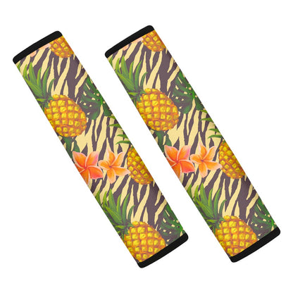 Vintage Zebra Pineapple Pattern Print Car Seat Belt Covers