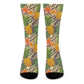 Vintage Zebra Pineapple Pattern Print Crew Socks
