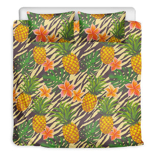 Vintage Zebra Pineapple Pattern Print Duvet Cover Bedding Set