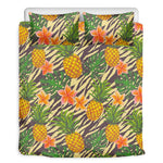 Vintage Zebra Pineapple Pattern Print Duvet Cover Bedding Set