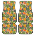 Vintage Zebra Pineapple Pattern Print Front and Back Car Floor Mats