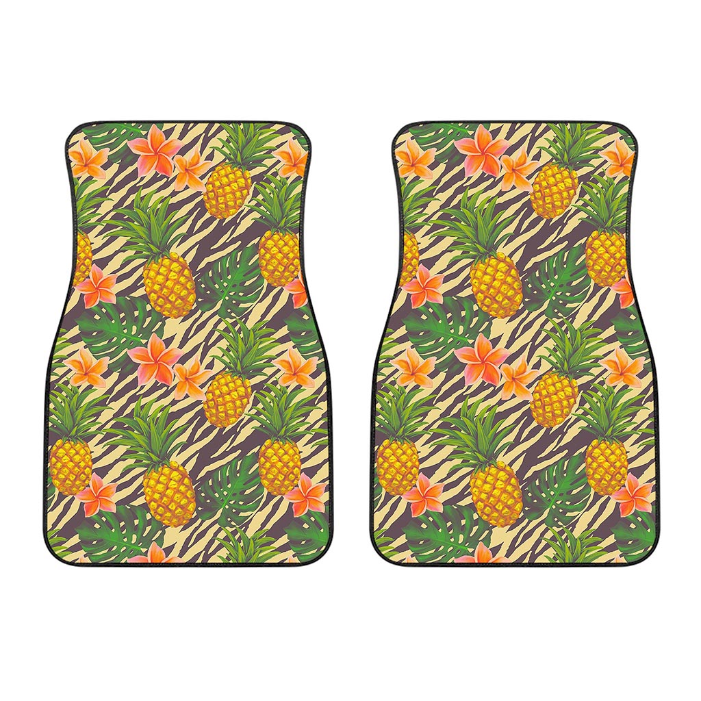 Vintage Zebra Pineapple Pattern Print Front Car Floor Mats