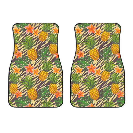 Vintage Zebra Pineapple Pattern Print Front Car Floor Mats