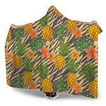 Vintage Zebra Pineapple Pattern Print Hooded Blanket