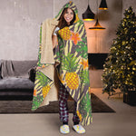 Vintage Zebra Pineapple Pattern Print Hooded Blanket