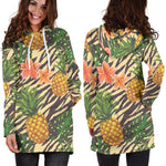 Vintage Zebra Pineapple Pattern Print Hoodie Dress GearFrost