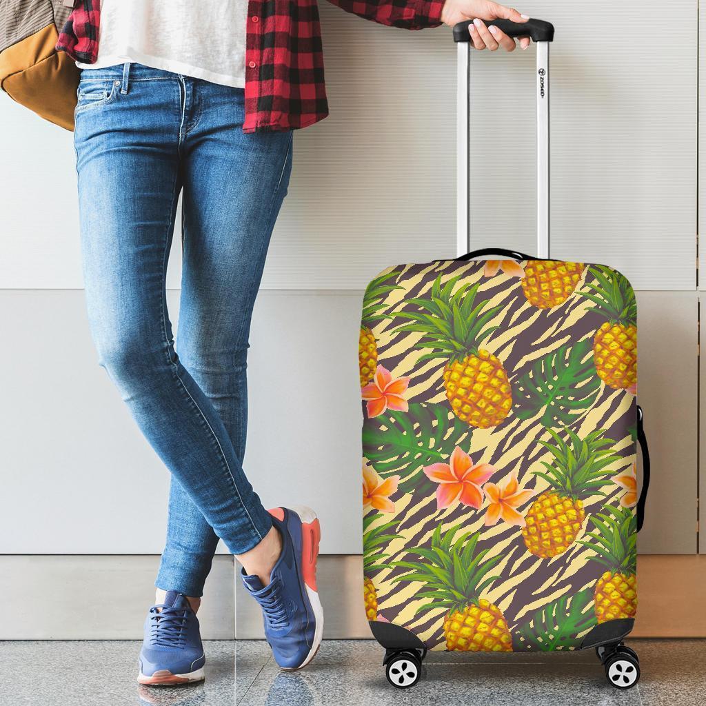 Vintage Zebra Pineapple Pattern Print Luggage Cover GearFrost