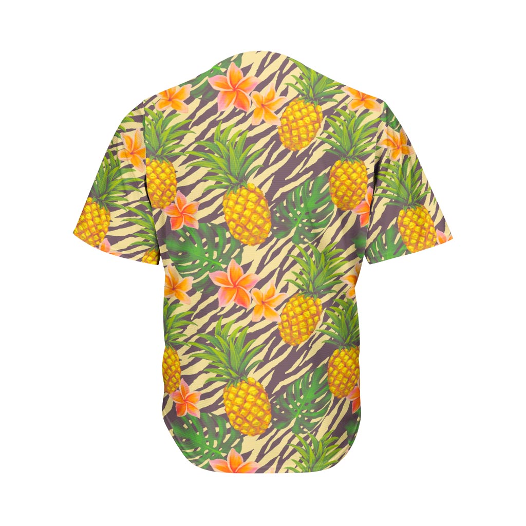Vintage Zebra Pineapple Pattern Print Men's Baseball Jersey