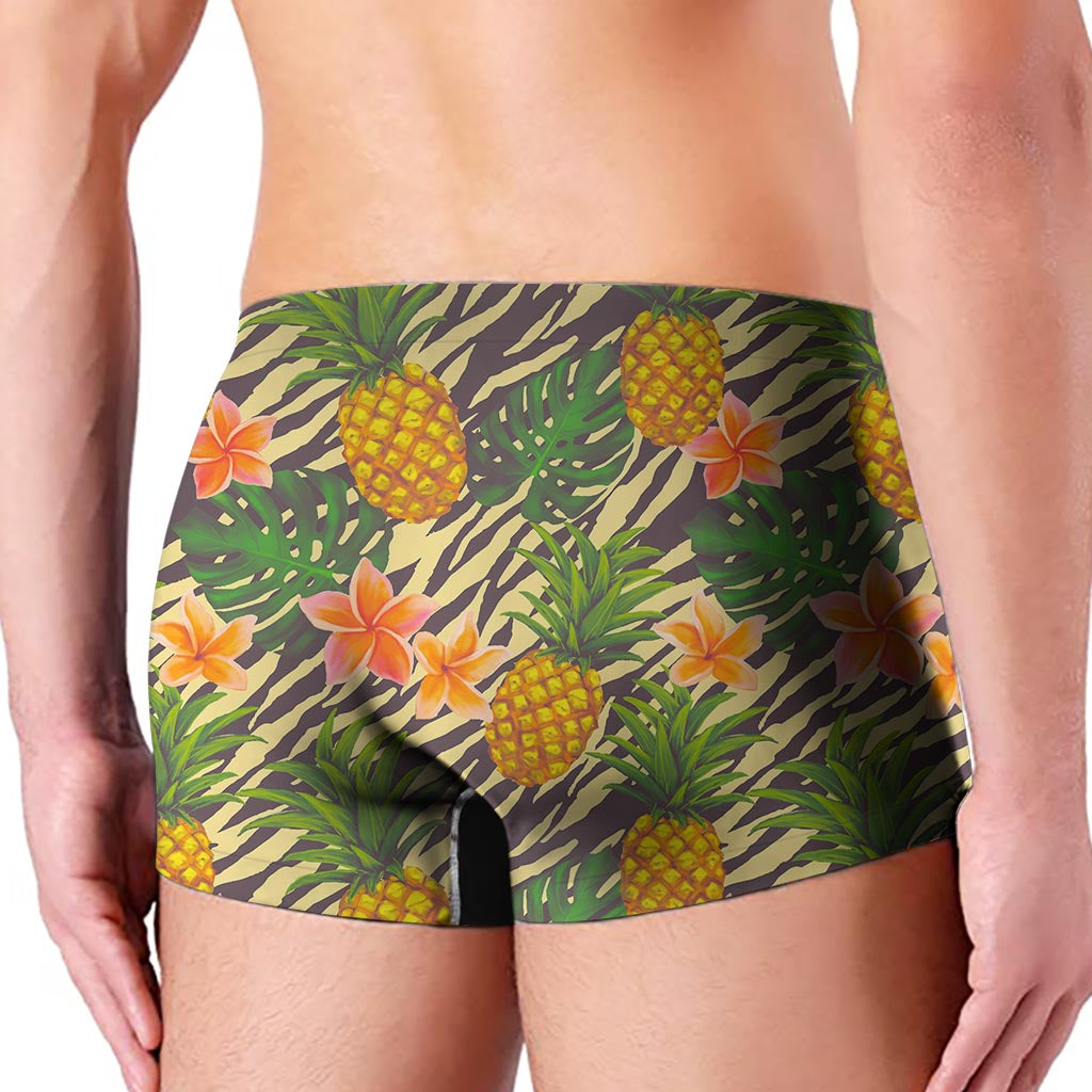 Vintage Zebra Pineapple Pattern Print Men's Boxer Briefs