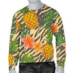 Vintage Zebra Pineapple Pattern Print Men's Crewneck Sweatshirt GearFrost