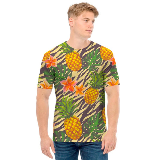 Vintage Zebra Pineapple Pattern Print Men's T-Shirt