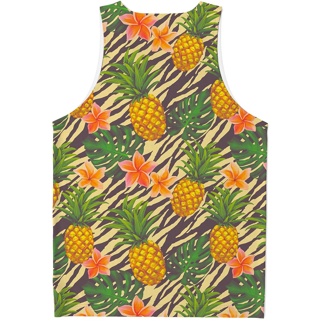Vintage Zebra Pineapple Pattern Print Men's Tank Top