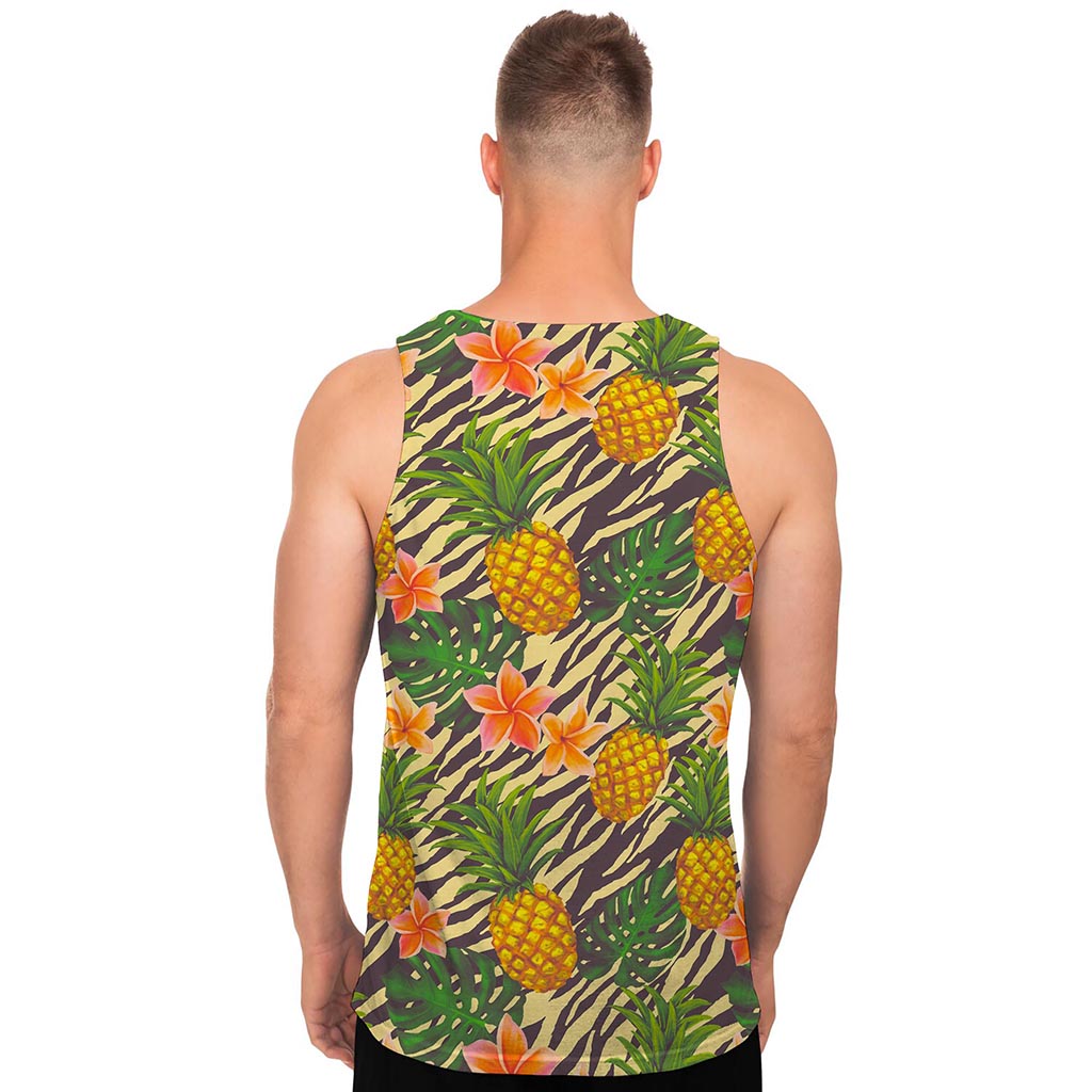 Vintage Zebra Pineapple Pattern Print Men's Tank Top