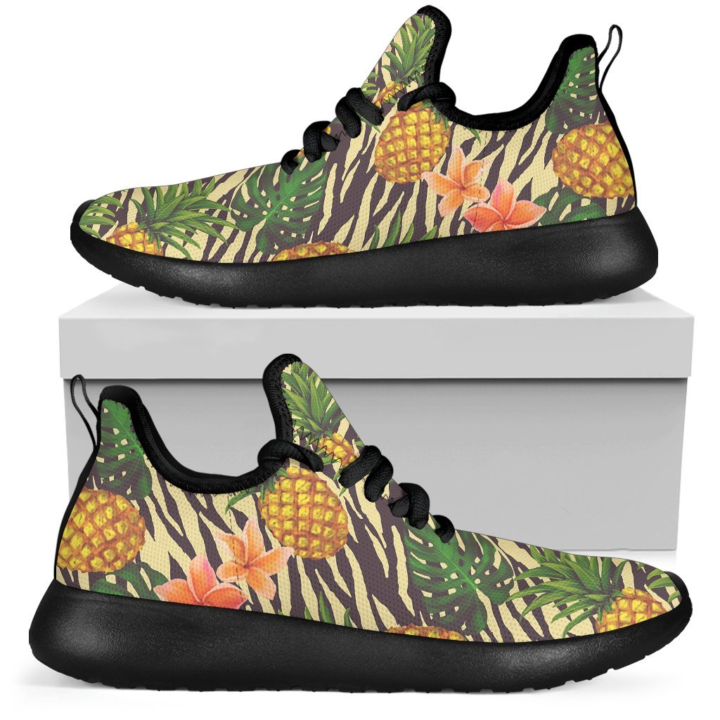 Vintage Zebra Pineapple Pattern Print Mesh Knit Shoes GearFrost