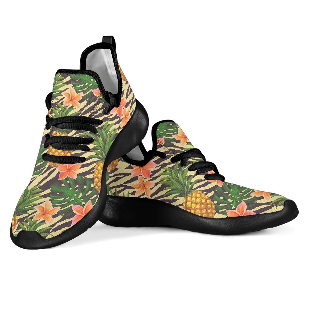 Vintage Zebra Pineapple Pattern Print Mesh Knit Shoes GearFrost