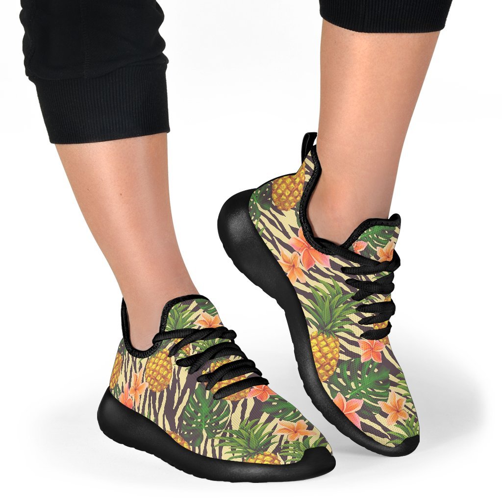 Vintage Zebra Pineapple Pattern Print Mesh Knit Shoes GearFrost