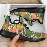 Vintage Zebra Pineapple Pattern Print Mesh Knit Shoes GearFrost