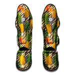 Vintage Zebra Pineapple Pattern Print Muay Thai Shin Guard