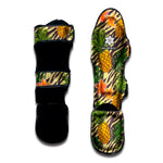 Vintage Zebra Pineapple Pattern Print Muay Thai Shin Guard