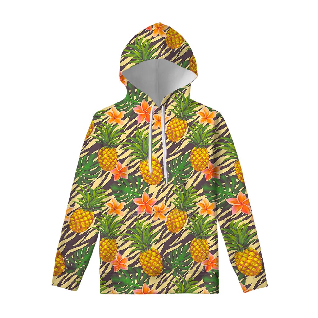 Vintage Zebra Pineapple Pattern Print Pullover Hoodie