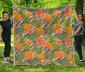 Vintage Zebra Pineapple Pattern Print Quilt