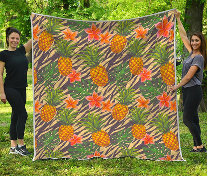 Vintage Zebra Pineapple Pattern Print Quilt