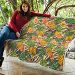Vintage Zebra Pineapple Pattern Print Quilt