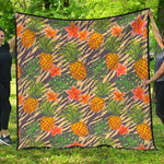 Vintage Zebra Pineapple Pattern Print Quilt