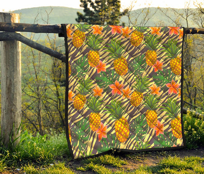 Vintage Zebra Pineapple Pattern Print Quilt