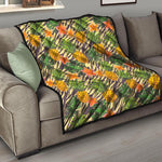 Vintage Zebra Pineapple Pattern Print Quilt