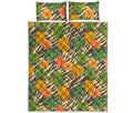 Vintage Zebra Pineapple Pattern Print Quilt Bed Set