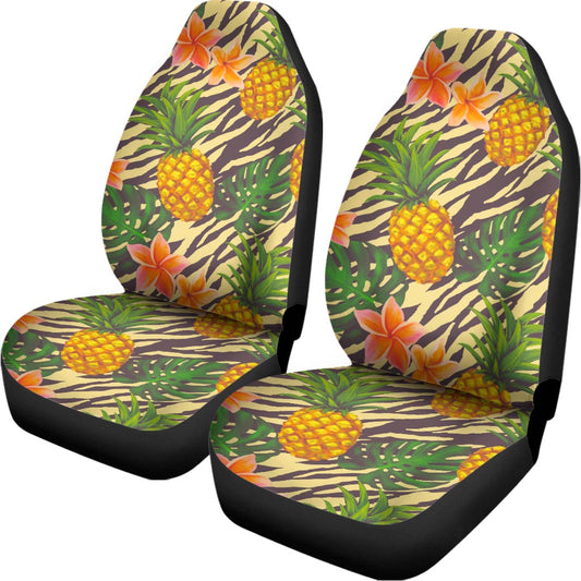 Vintage Zebra Pineapple Pattern Print Universal Fit Car Seat Covers
