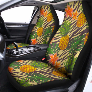 Vintage Zebra Pineapple Pattern Print Universal Fit Car Seat Covers