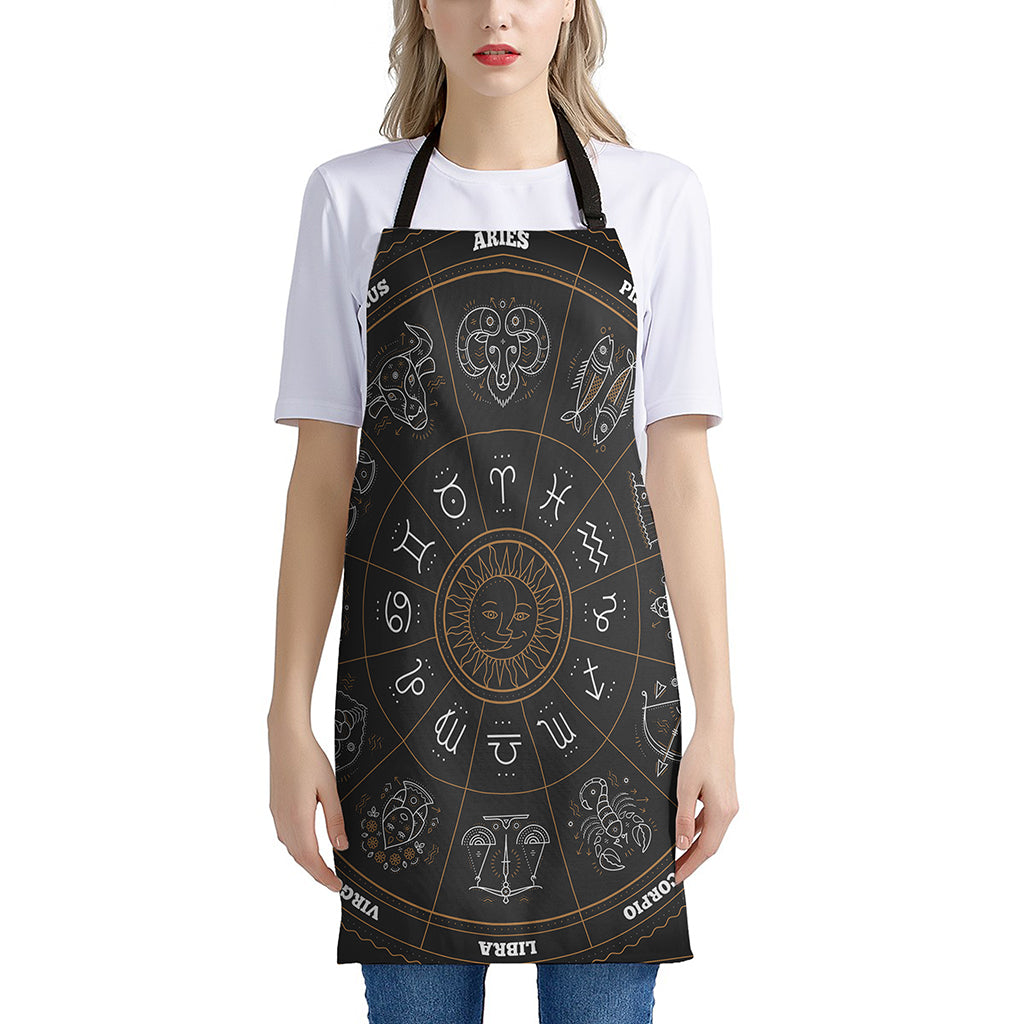 Vintage Zodiac Circle Print Apron