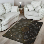 Vintage Zodiac Circle Print Area Rug