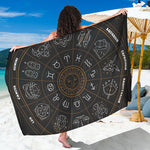 Vintage Zodiac Circle Print Beach Sarong Wrap