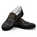 Vintage Zodiac Circle Print Black Slip On Sneakers