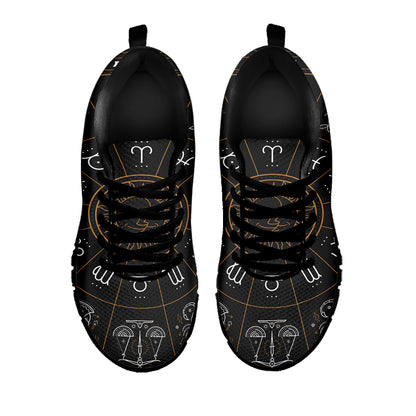 Vintage Zodiac Circle Print Black Sneakers