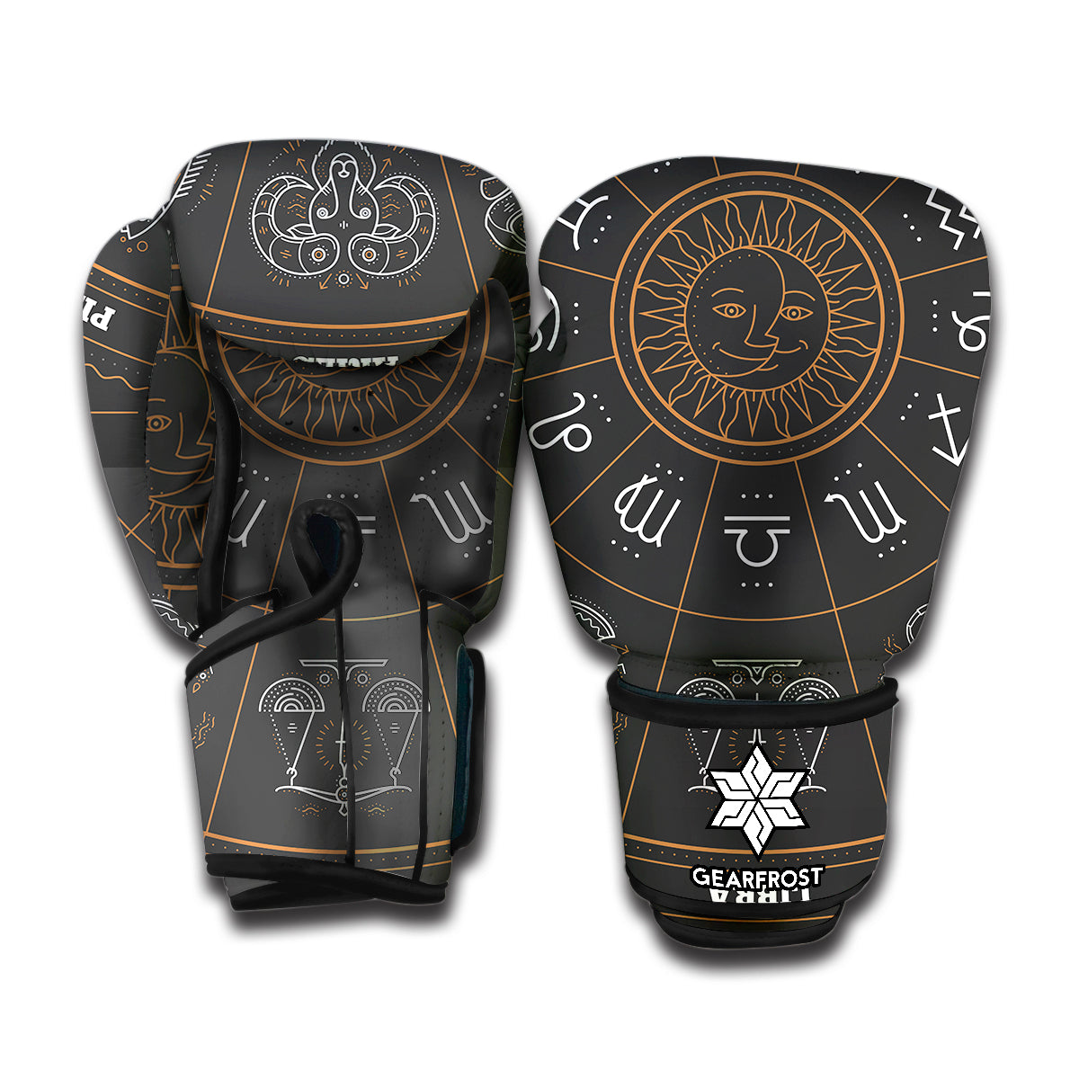 Vintage Zodiac Circle Print Boxing Gloves