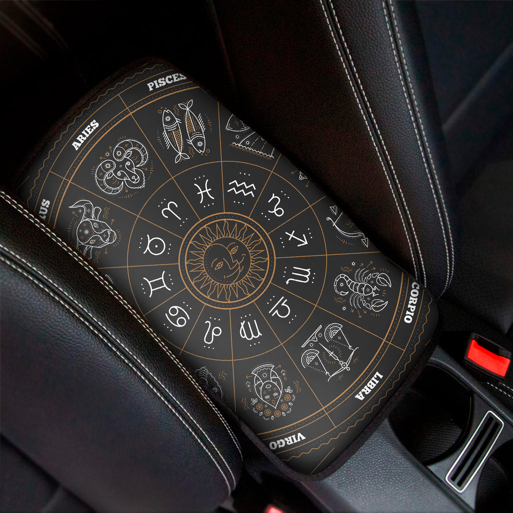 Vintage Zodiac Circle Print Car Center Console Cover