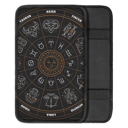 Vintage Zodiac Circle Print Car Center Console Cover