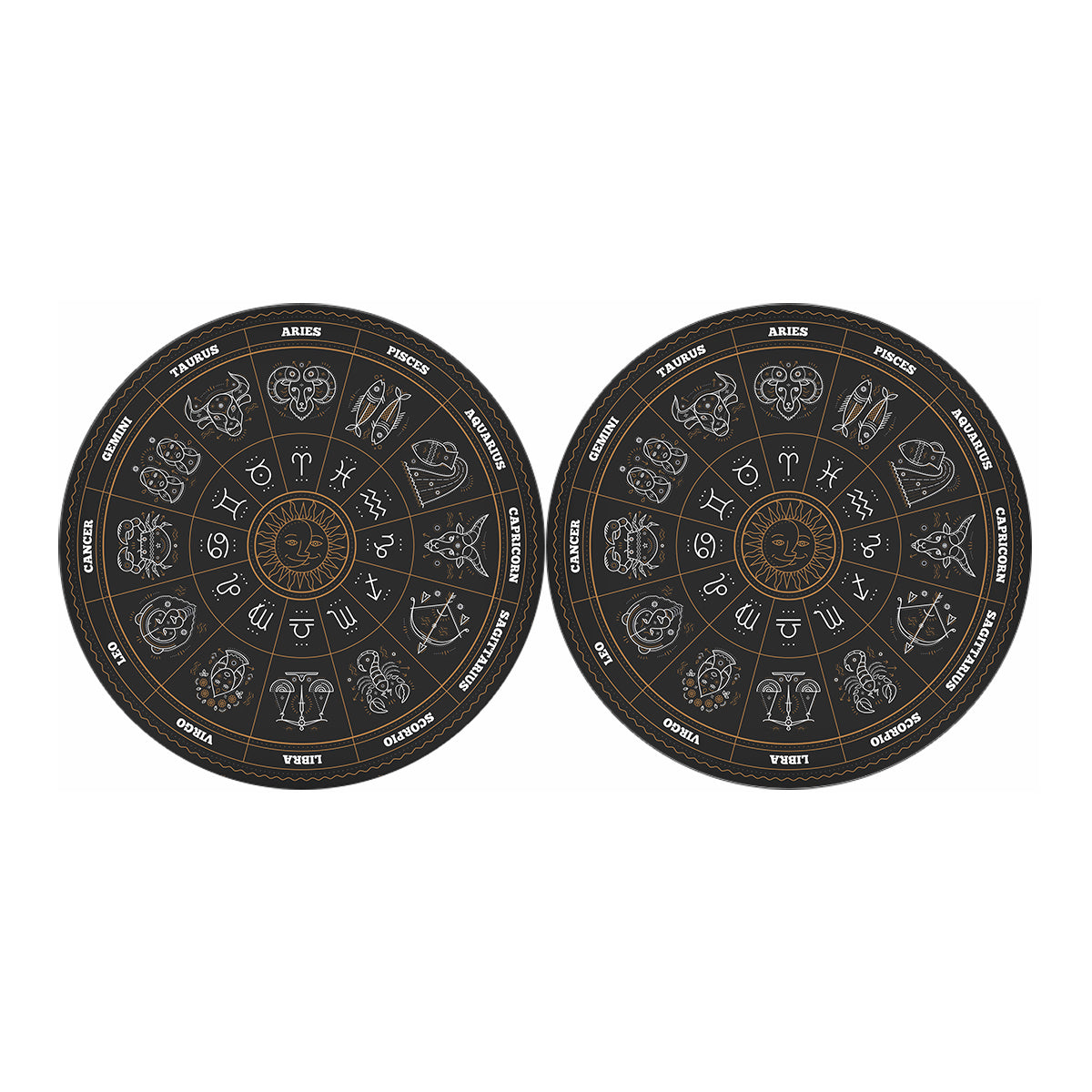 Vintage Zodiac Circle Print Car Coasters