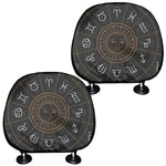 Vintage Zodiac Circle Print Car Headrest Covers