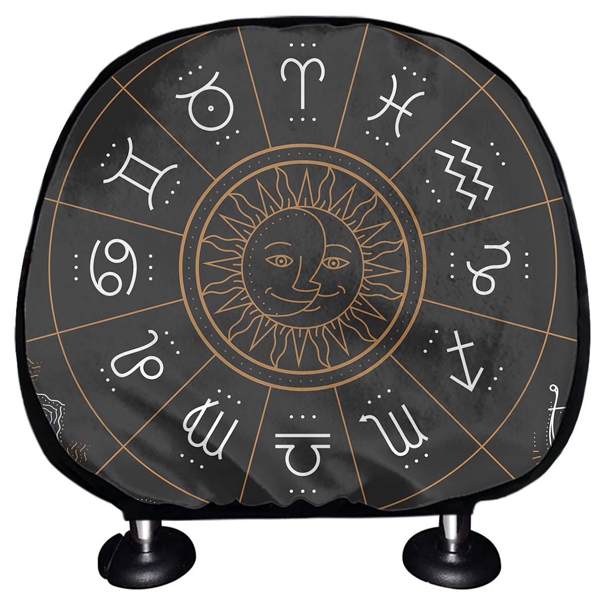 Vintage Zodiac Circle Print Car Headrest Covers