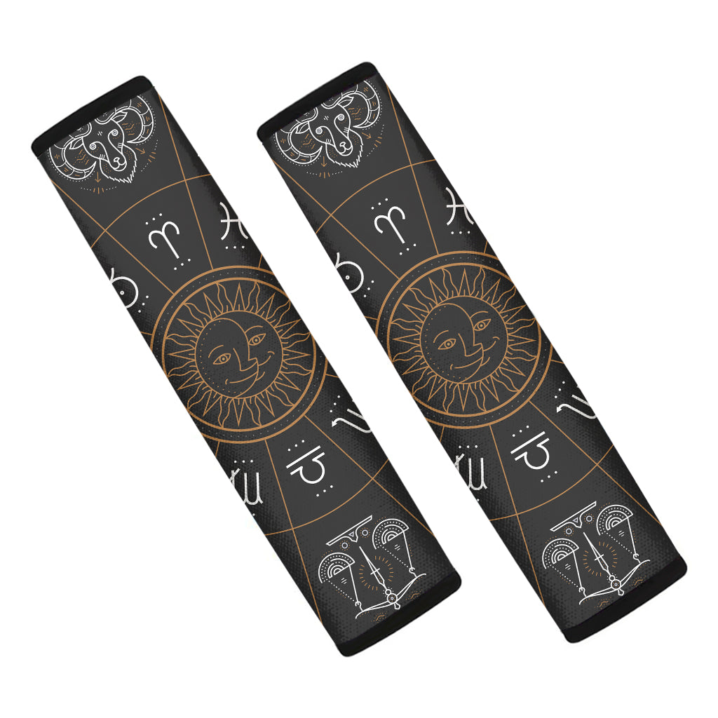 Vintage Zodiac Circle Print Car Seat Belt Covers