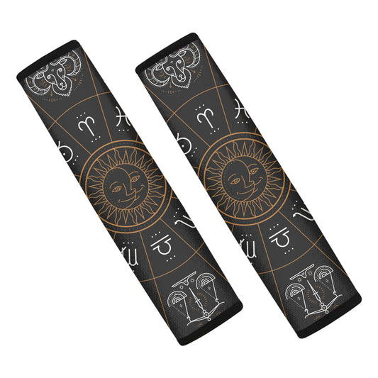 Vintage Zodiac Circle Print Car Seat Belt Covers