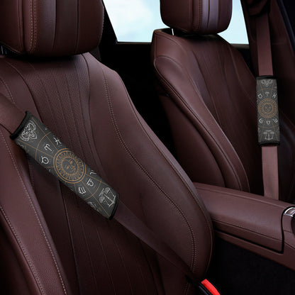 Vintage Zodiac Circle Print Car Seat Belt Covers